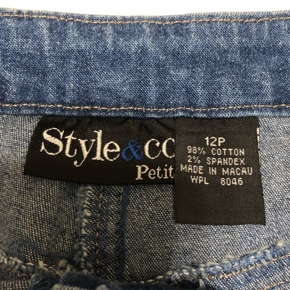 STYLE & Co Vtg Denim Capris with Leather and Wooden Beads at Waist Size 12P - Picture 11 of 12